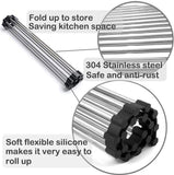 2 Pack Large Stainless Steel Roll Up Dish Drying Rack with Utensil Holder for Home Kitchen LSB-36044