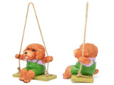 Swing Animal Hanging Teddy Dog Cartoon Garden Decoration Pendant Style Resin Statue CraftsBrown V1294-YM0901-3111210157611