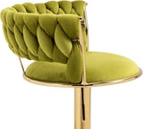 SERENIT 2x Height Adjustable Swivel Bar Stool Velvet Golden Base Barstools Chairs Padded Seat Olive V255-GP1762_OLIVEGREEN