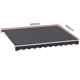 Instahut Retractable Folding Arm Awning Manual Sunshade 4Mx3M Grey AWN-B-ARM-40X30-GREY