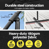 Instahut 3m Outdoor Umbrella w/Base Cantilever Garden Beach Patio Black UMB-BAN-F-50N-COM-BK