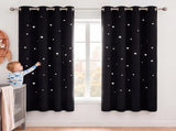 Hollow Star Blackout Kids Curtain, Single Laser-Cut Nursery Window Panel for Bedroom and Playroom, V1189-LC-AMZ-00233