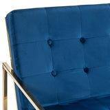Arm Chair Blue Velvet Fabric Golden Metal Base V43-AC-CRMN-BU
