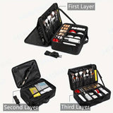 **Large Waterproof Makeup Organizer Adjustable Dividers, Detachable Brush Holder, Multi-Compartment V1106-HZSNB001