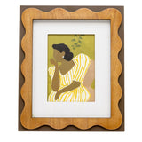 Sitting Lady in Striped Dress Frammed Wall Art 30cm V637-91248WAL