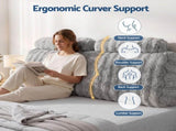 Giselle Wedge Pillow Headboard, Easy Wash Zipper Cover & Anti-Flat Foam, Couch Lumbar Support for HBP-VRNECK-COR-GY-Q