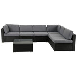 Veranda Fancy Grande Sofa Set V264-OTF-524S-BLK-AU-7PC