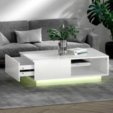 Artiss Coffee Table Led Lights White FUR-R-COF-LED-01-WH