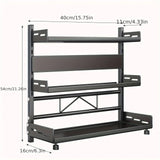 3-Tier Black Stainless Steel Spice Rack Kitchen Condiment Storage Shelf 40x16x54cm V178-59224