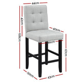Artiss 2x Bar Stools Kitchen Dining Chairs Counter Fabric Stool Wooden Ada Grey UPHO-C-BAR-2501-GYX2