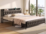 Artiss Queen Bed Frame with Storage Headboard SAA Certified Charging Station BFRAME-J-MARK-Q-BK-AB