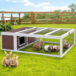 i.Pet Rabbit Hutch 124cm x 90cm x 35cm Chicken Coop Large Outdoor Wooden Run Cage House PET-GT-CH9035-BW