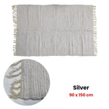 Large Chindi Cotton Handmade Floor Mat with Tassels 90 x 150 cm Silver V442-BZO-FLOORR-LARGECHINDI-SILVER-RE
