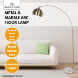 Sarantino Arc Floor Lamp Antique Brass Finish with Marble Base LMP-MLM-112-03