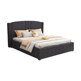 Roman Bed Frame Queen Size Black Velvet Fabric with Gas Lift plywood metal structure V43-BED-RMN-QBL