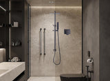 WELS 8" Rain Shower Head Set Square Dual Heads Faucet High Pressure With Mixer V63-827961