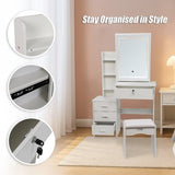 Dressing Table LED Makeup Mirror Stool Set Vanity Desk With Drawer Lighted V63-952301