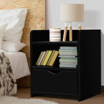 Artiss Bedside Table 1 Drawer with Shelf - FARA Black FURNI-C-BS-TOGO-BK