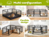 i.Pet Pet Dog Playpen Heavy-Duty Enclosure Multi-Configuration Indoor Outdoor Black PET-DOGPLAYPEN-H80-2IN1