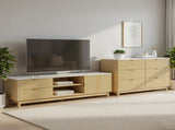 Artiss TV Unit & Chest of Drawers Set Solid Wood Legs Pine FUR-Z-TV-CDR-WD-AB