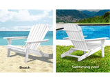 Gardeon Adirondack Outdoor Chairs Wooden Foldable Beach Chair Patio Furniture White FF-BEACH-NTLCHAIR-WH