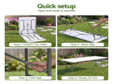Gardeon 9PCS Outdoor Dining Set 180CM Folding Table and Chairs Patio Furniture White ODF-DIN-180PPCH-9PC-WH