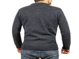 100% SHETLAND RAGG WOOL CREW Round Neck Knit JUMPER Pullover Mens Sweater Knitted - Navy - 5XL V563-SW-CN-DNM45-5XL