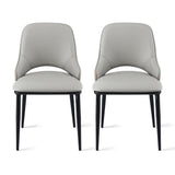 Artiss 2x Dining Chairs Hollow PU Leather Kitchen Lounge Cafe Accent Chair Grey DINC-K-1024-BGX2