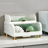 Draining Bowl Rack Plastic Tableware Drainer Storage Box Dish Chopsticks Drying Box with Lid White V1294-YM0716-3118220158711