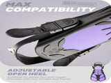 Purple Adjustable Open Heel Snorkel Fins, Travel-Size Short Swim Flippers for Snorkeling, Diving & V1107-ADJUSTABLE OPEN HEEL SNORKEL FINS3-L