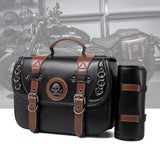 Motorcycle retro rear seat bag detachable side bags, PU leather waterproof and wear-resistant, V1232-MTCB-001