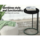 Artiss Coffee Table Side Table Round Black Martha FURNI-G-IND-COF-01-BK