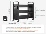 Rolling Library Book Cart, 150 kg Capacity, 77 x 38 x 122 cm Library Cart, Single Sided V-Shaped V952-VXTSGTCHS3307B7MH001V0