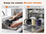 Three-in-One Electric Grill Cleaning Brush with Rechargeable Battery and Three Replaceable Heads for V1341-ZY-SVGPHDUE-BLACK