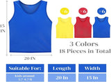 18 Packs Youth Team Pinnies, Kids Scrimmage Training Vest, Pennies, Jerseys Mesh Practice Vests for V1259-DP01-A-993