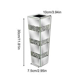 P&P Silver Diamond Inlaid Table Vase, Modern Decorative Centerpiece for Home V767-HP-XZ1812-S