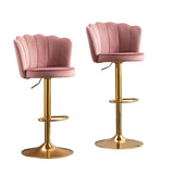 SERENIT Swivel Bar Stools Bar Height Set of 2 Adjustable Upholstered Counter Barstool Velvet Bar V255-SP2311-PINK