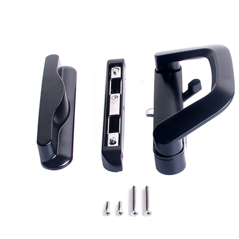 Sliding Patio Door Handle Set Mortise Lock Suitable for Sliding Glass Patio Door Black V324-SLDOORLC-BK-NK