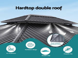 Instahut Gazebo 3x3.65m Canopy Outdoor Steel Frame Patio Tent Curtains Marquee Grey GAZB-IR-ALU-RF-3X3-ABCD