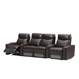 Chicago 4 Seat Home Theatre Genuine Leather Lounge with all Electric Recliners & 4 Cup Holders Brown V195-CHICAGOBROWN
