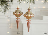 Set of 10 Christmas Ornaments -Gold & Rose Gold Holiday Tree Decorations V888-ELOSUNG10494