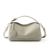 Beige Women Genuine First Layer Cowhide Boston Bag Fashionable Handheld Crossbody Shoulder Bag with V888-ELOSUNG43330
