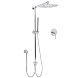 WELS Round 12" Rain Twin Shower Head Stainless Steel Handheld Wall Rail Chrome Mixer Valve Set V1233-SS019CRSC842KSR112KRD201CR