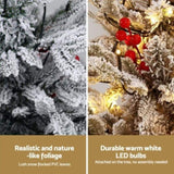 Jingle Jollys Christmas Tree 1M LED Potted Xmas Party Decor Red Barries Flocked XM-TR-3FT-GS-LED-POT