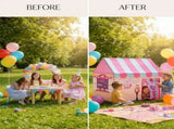 CARLA HOME Kids Ice Cream Bakery Play Tent Pink Pop Up Playhouse - Outdoor Play Equipment Play Tents V178-36489