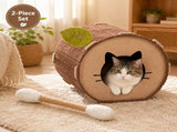 Felt Cat Cave Bed with Catnip Stick Toy 2 Piece Set - Leaf Shaped Cat House Tunnel Bed with V888-ELOSUNG54973