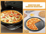 2pcs Non Stick Pizza Pan with Holes Carbon Steel Black for Restaurants V1366-AZ2-W-19330