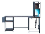 Levede L Shaped Gaming Desk with LED Lights Brown DH1053-BR