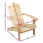 Gardeon Adirondack Outdoor Chairs Wooden Beach Chair Patio Furniture Garden Natural FF-BEACH-UF-CH-NW