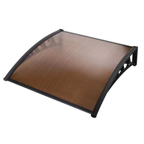 Instahut Window Door Awning 1mx1.2m Brown Hollow Sheet Plastic Frame AWN-PC6-1X12-BR